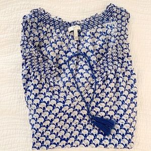 Worn1x 100% Silk Elephant Royal Blue/White